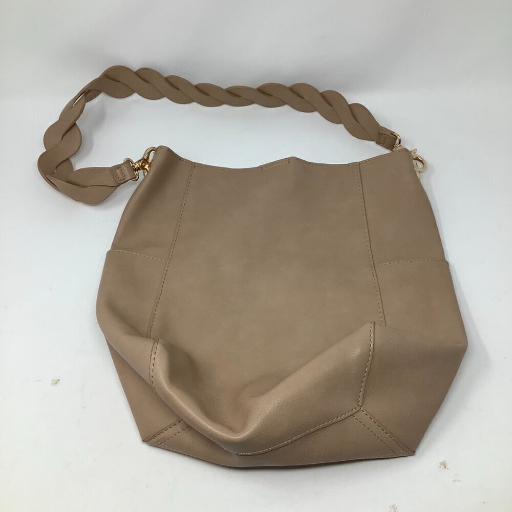 Antik Kraft faux leather tote bag woven strap neutral beige vegan hobo - Picture 3 of 8